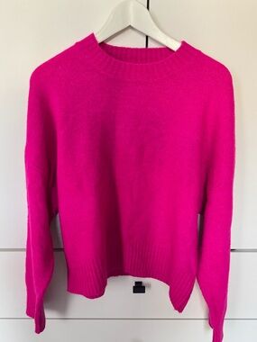 Zara Bright Fuchsia Pink Knit Crewneck Sweater- Size S